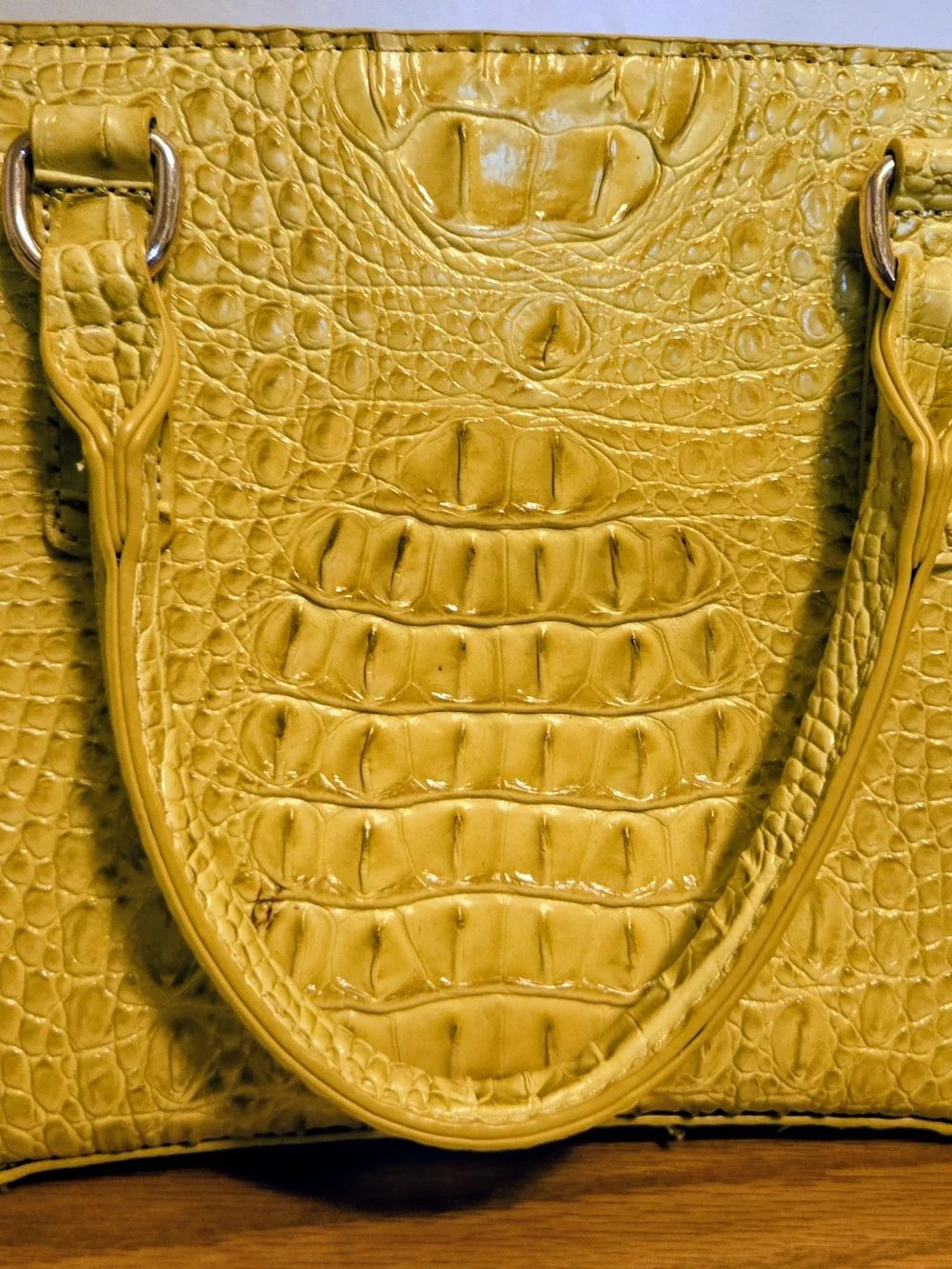 Croc-Embossed Yellow Women's Tote Bag